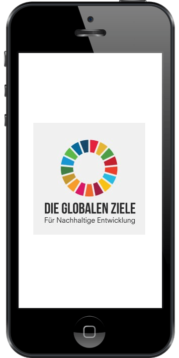 Ein Iphone zeigt die globalen Ziele für nachhaltige Entwicklung