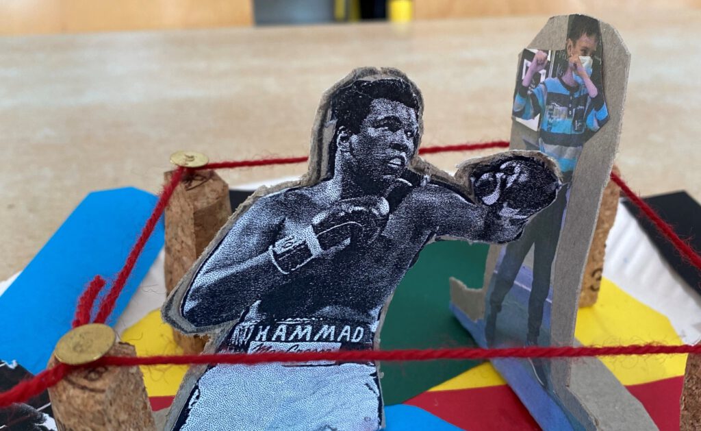 Gesbastelter Boxring mit Muhammad Ali
