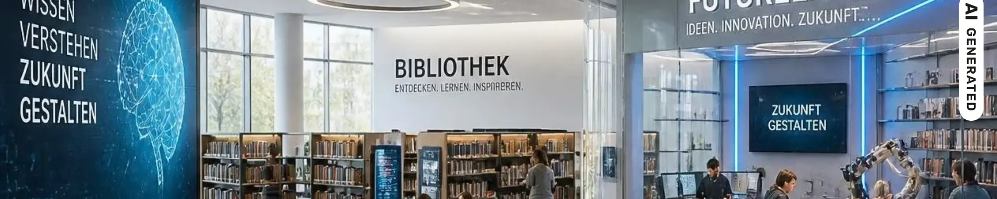 KI-generiertes Bild; Projekt Förderpreis 2026 - Von der Schulbibliothek zum FutureLab - Slide