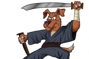 Figur "Samurai-Hund" der Schülerfirma „Samurai-Games“