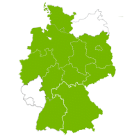 Bundesländer mit Landesverbänden der Kita- und Schulfördervereine (grün markiert)