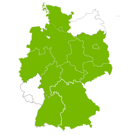 Bundesländer mit Landesverbänden der Kita- und Schulfördervereine (grün markiert)