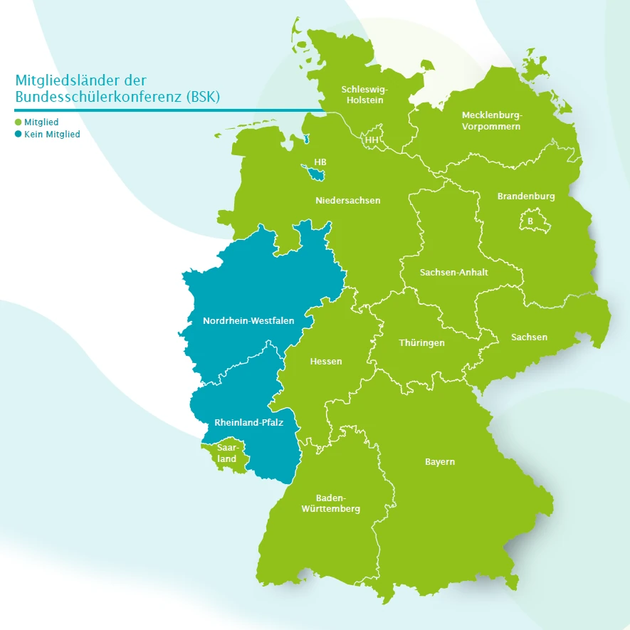 Deutschland-Karte mit Mitgliedern der Bundesschülerkonferenz